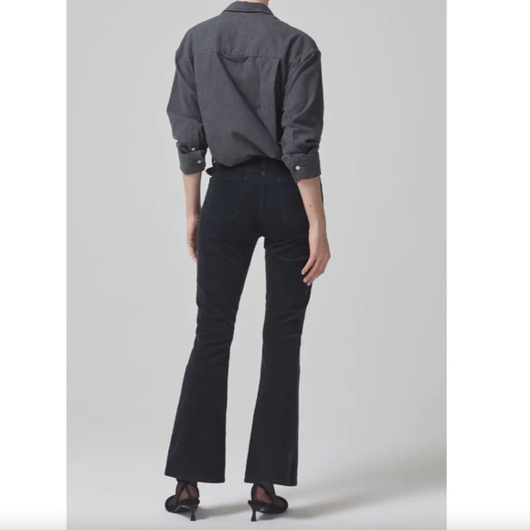 Citizens of Humanity Isola Flare Corduroy Pants, Washed Charcoal Black, Size 26 - Picture 12 of 12